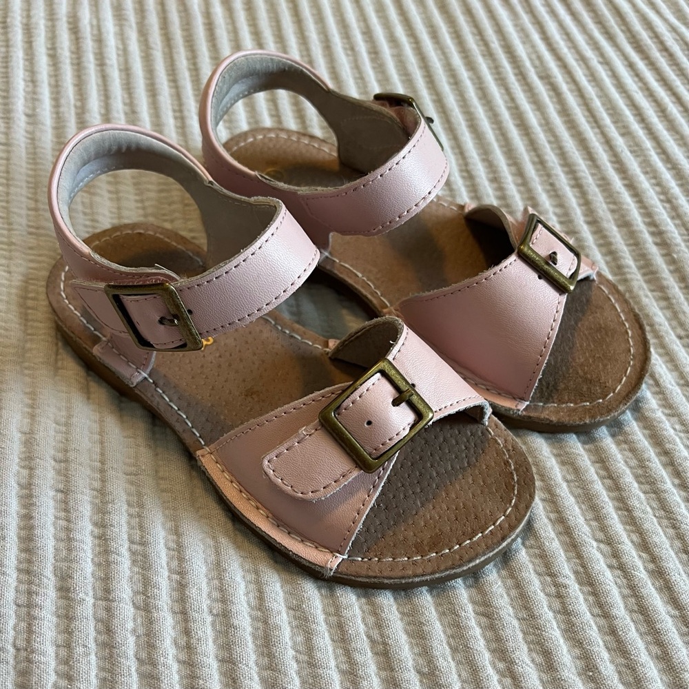 EUC: L’Amour Olivia Leather Buckle Open Toe Sandal Pink Toddler Girls 11